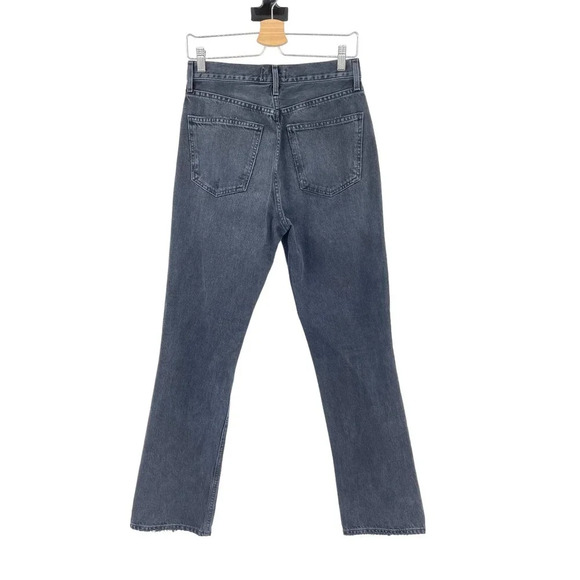 Agolde Lana Straight Jeans Disorder Wash Denim Distressed Charcoal Black Size 27 - Picture 4 of 9